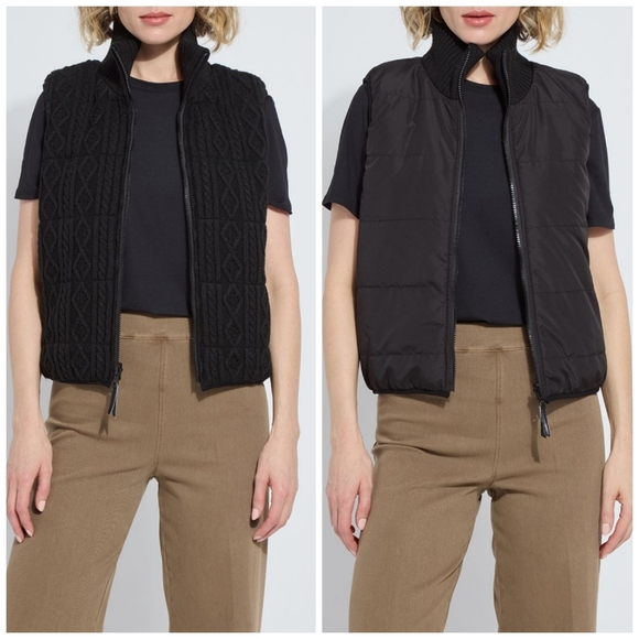 Lyssé Prudence Reversible Puffer Sweater Vest Black Quilted Size Large MSRP $158 - Picture 8 of 9